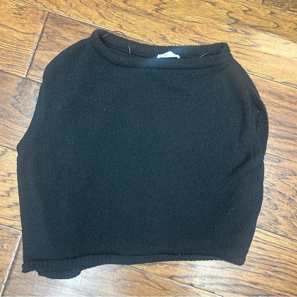 City Chic Black Muscle knit‎ Tee